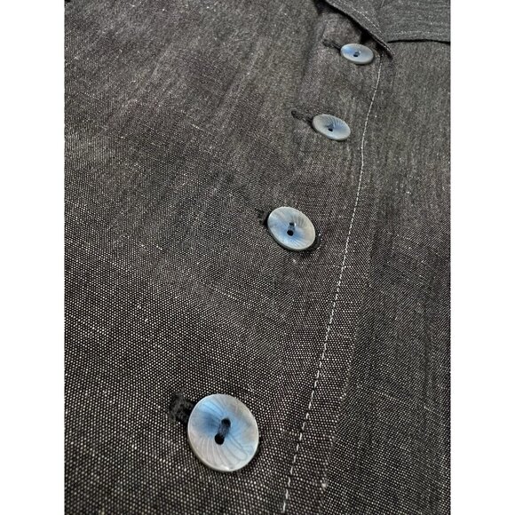 J Jill Women’s Linen Blend Blazer Size L Lagen Boho Stitched Pockets Academia - Picture 10 of 12